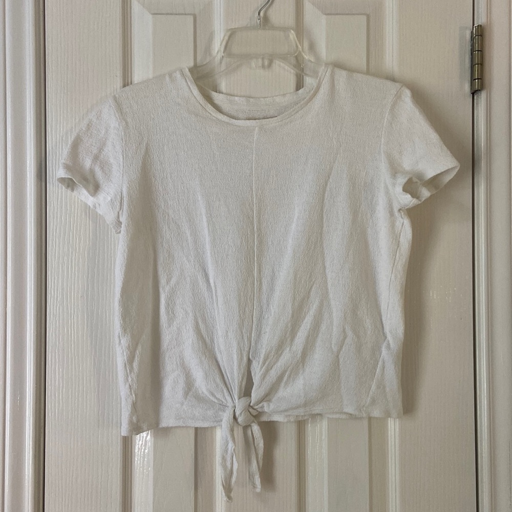 Madewell white tie front top